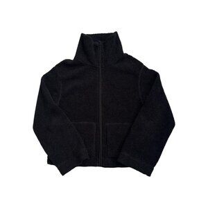 H&M Black Sherpa Fleece Zip Jacket Women’s Size S